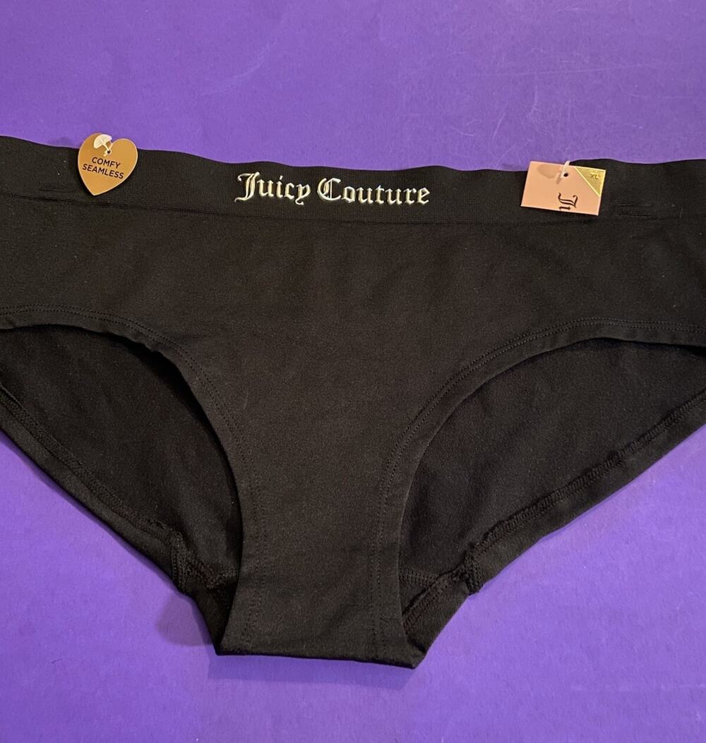 NEW! JUICY COUTURE SEXY BLACK HIPSTER W LOGO IMPRINT / SIZE X-LARGE